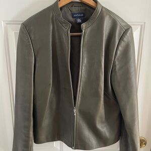 Ann Taylor Women's  Green Leather Jacket